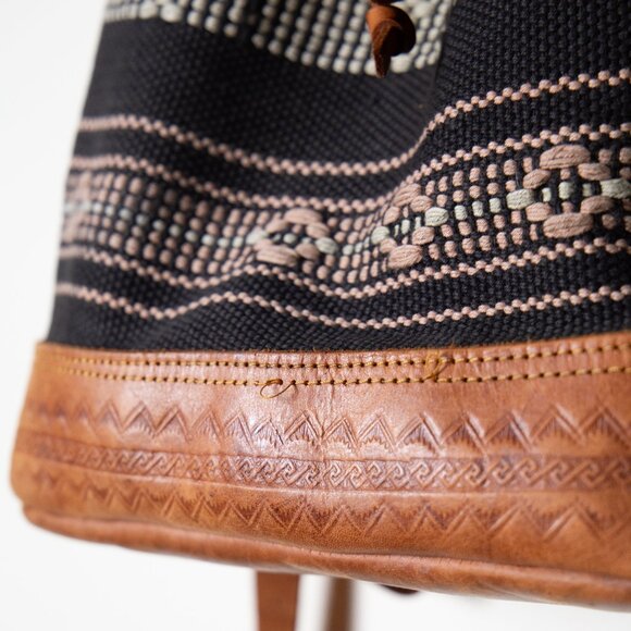 Vintage Woven & Leather Backpack main image 10
